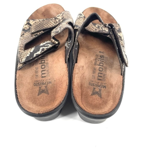 Mephisto Python Snake Print Double Strap Slip On Sandal Slide - Picture 5 of 7